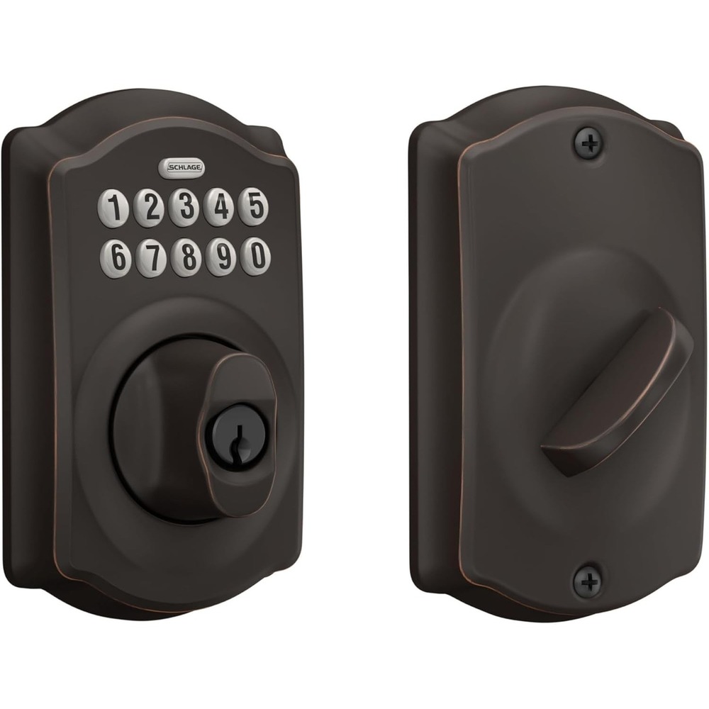 Schlage BE365 V CAM 622 Camelot Electronic Keypad‎ Deadbolt Aged Bronze Keyless